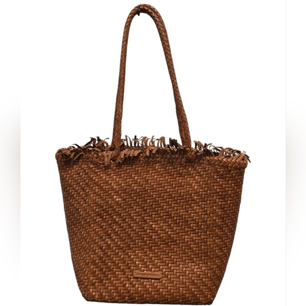 Loeffler Randall Leather Woven Tote In Brown